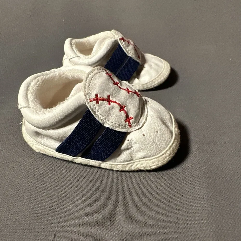 Carters Newborn Shoes White Baseball Theme Baby Infant Shoes Child Of Mine